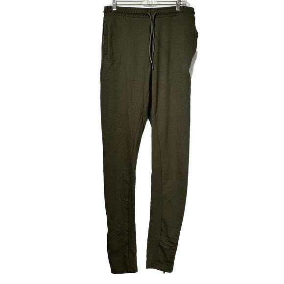 American Tall Men's SLIM-FIT Army Green Ankle Zip Drawstring Joggers Size MT - Picture 1 of 15